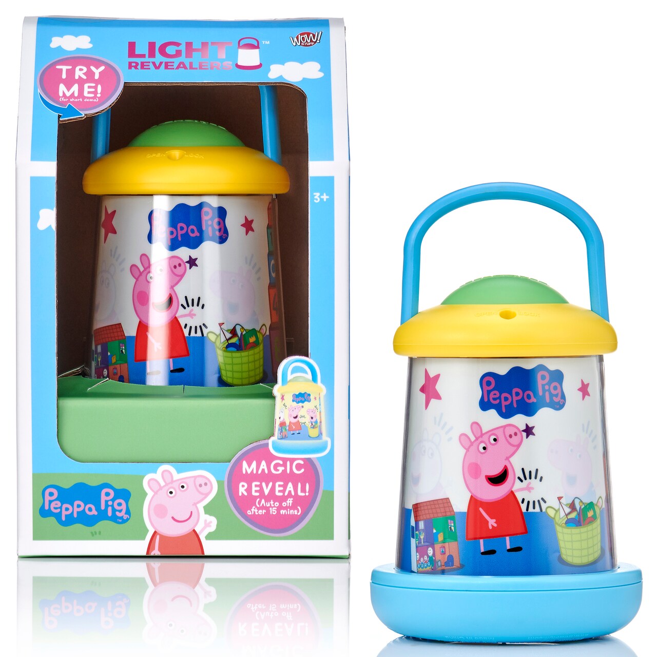 Wow Stuff! Light Revealers Lantern - Peppa Pig - 6.3" Night Light, Magic 360 Image Scene & Character Reveal, Auto-Off, Illuminating Kids Room Decor